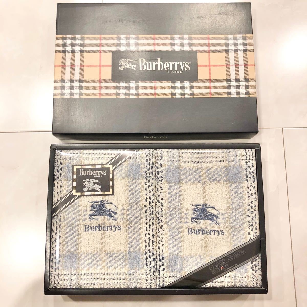 新品未使用未開封 バーバリー フェイスタオル 綿100％ 2枚 セット 箱