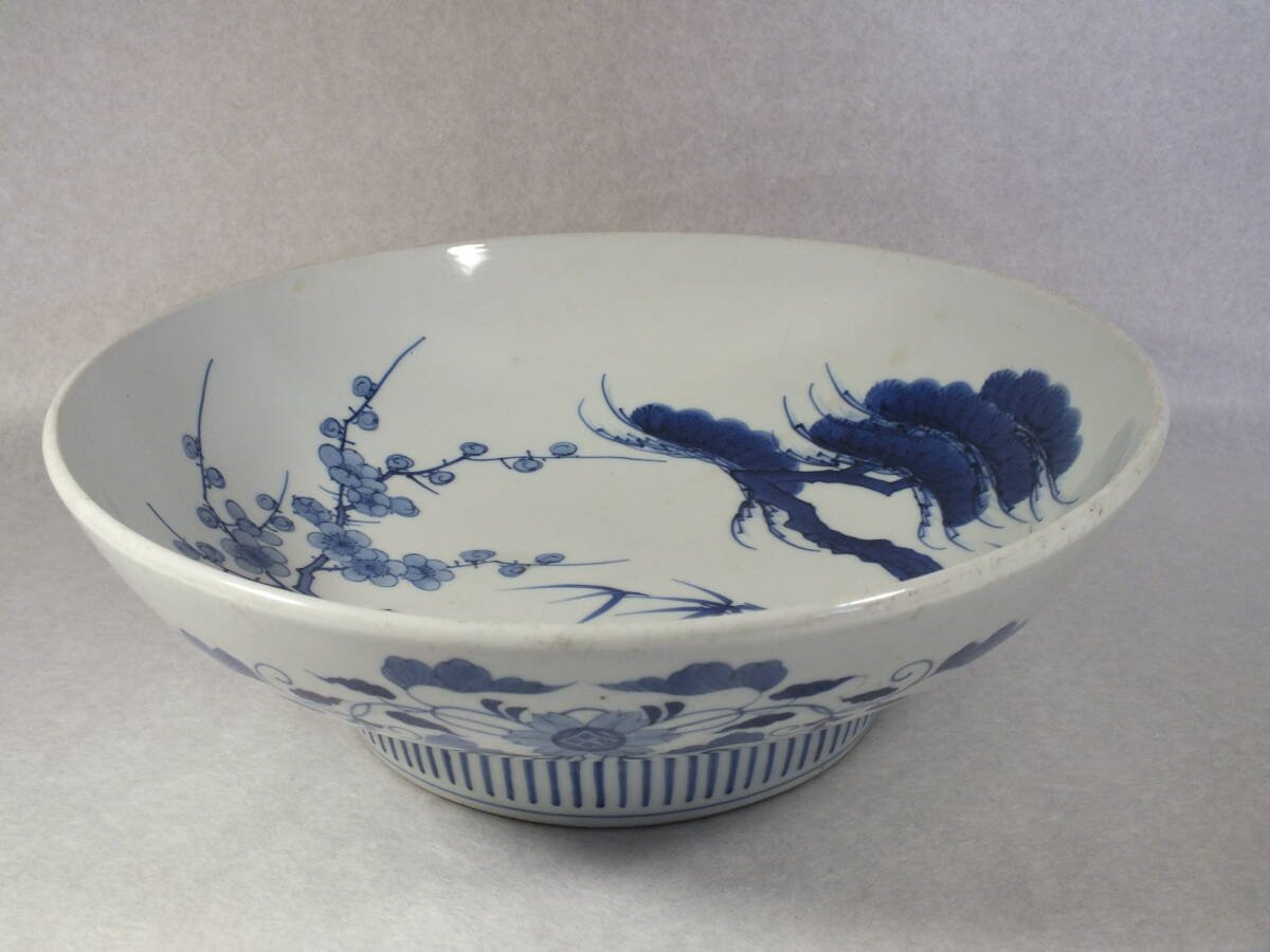 鍋島焼 染付松竹梅図 大皿 櫛高台 飾皿 古美術品 骨董品