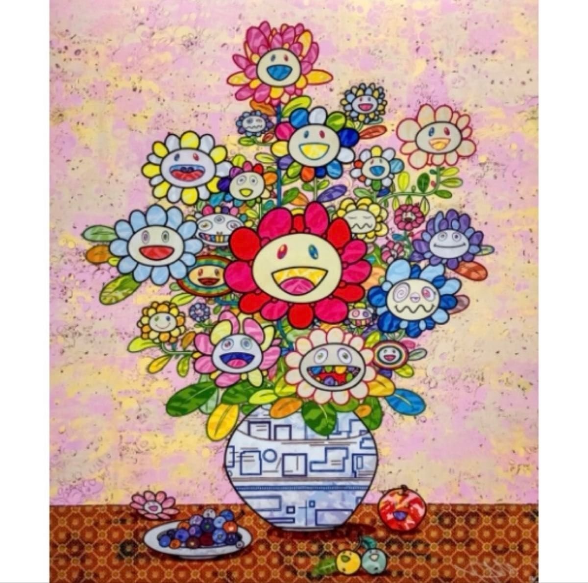 ED300村上隆 もののけ京都 サイン入りポスター カゴにお花 フラワー