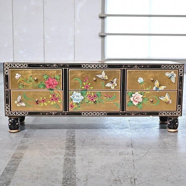 シノワズリ 二段収納箱 花柄 高級品 宝箱 ボックス インテリア