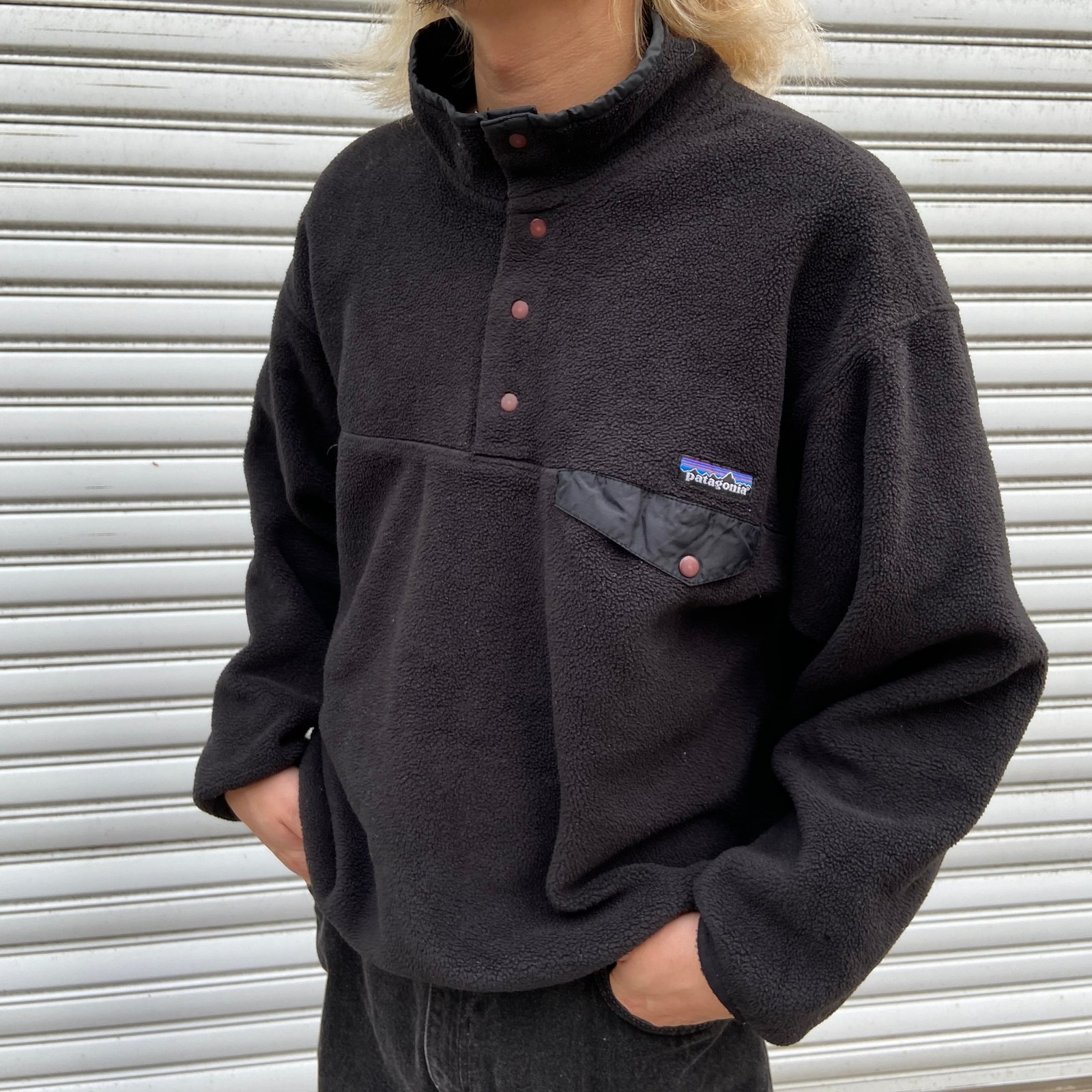 90s patagonia パタゴニアシンチラスナップT ブラック