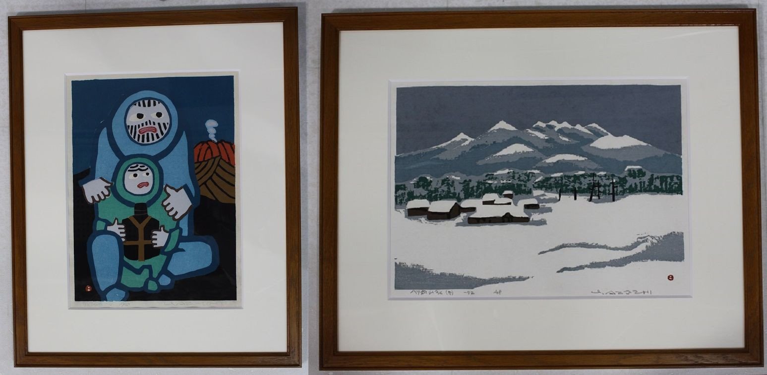 畦地梅太郎版画「親子の水」 【公式通販】