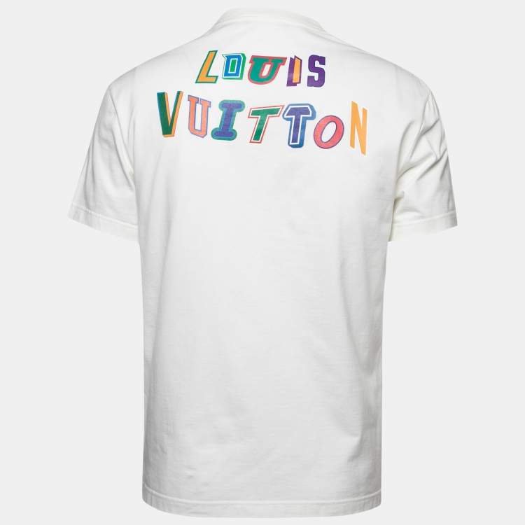 Louis Vuitton White Cotton Logo Printed NBA Short Sleeve T-Shirt S