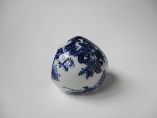 青華磁 鶏図茶巾入 (共箱)五代 清風与平 - 茶道具販売 栗林園