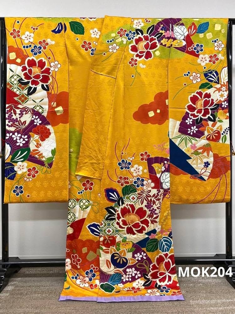 振袖 仮絵羽 金駒 金彩 紋意匠 正絹 未仕立て品 八掛付き