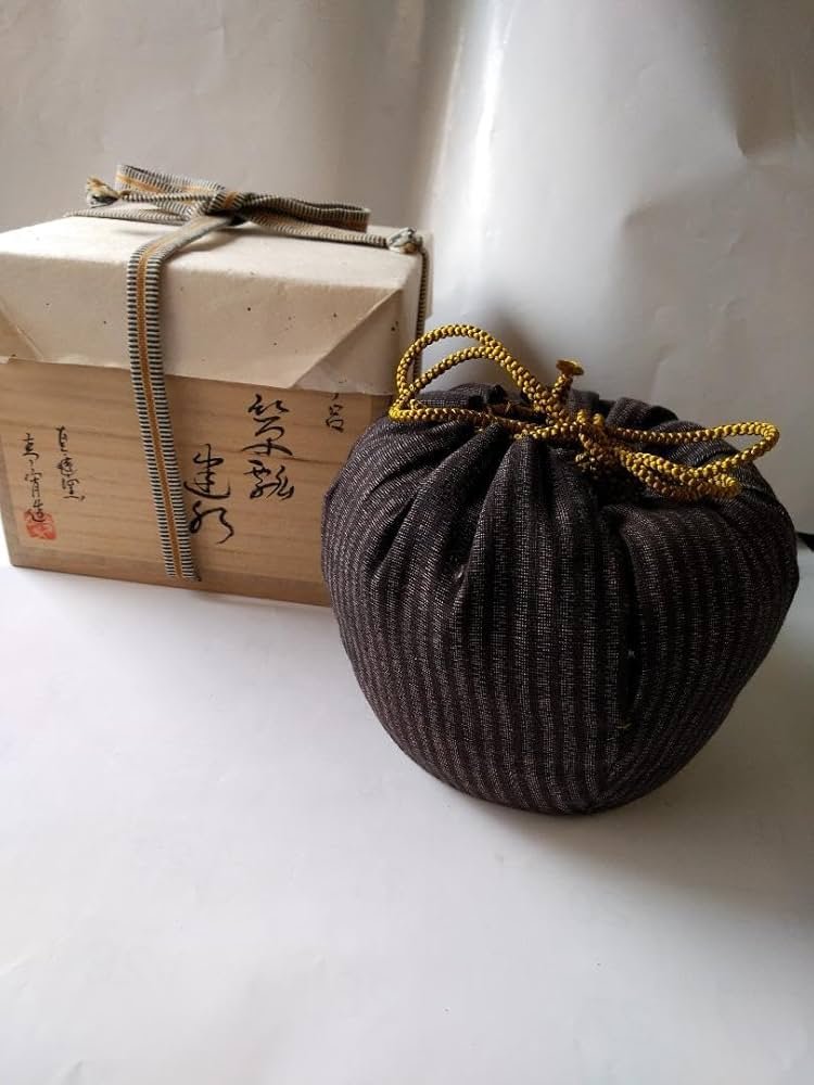 茶道具 旺祥寺窯 槙啓州作 青釉 建水 共布共箱 N 6736 茶道具 旺祥寺窯