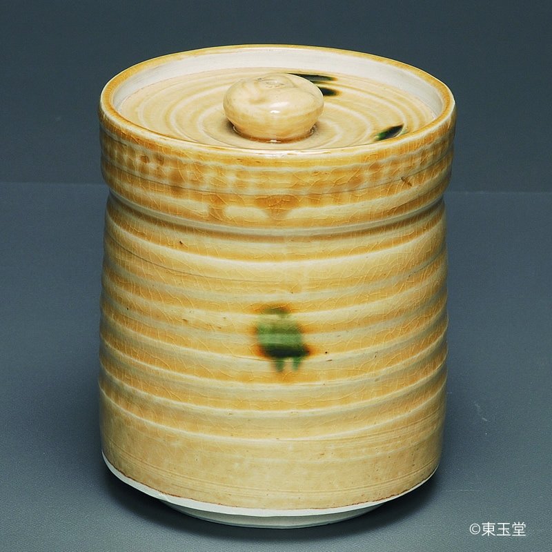 R325 水指 『長谷川青峯造』『耳付』『瀬戸水指』 共箱 茶道具