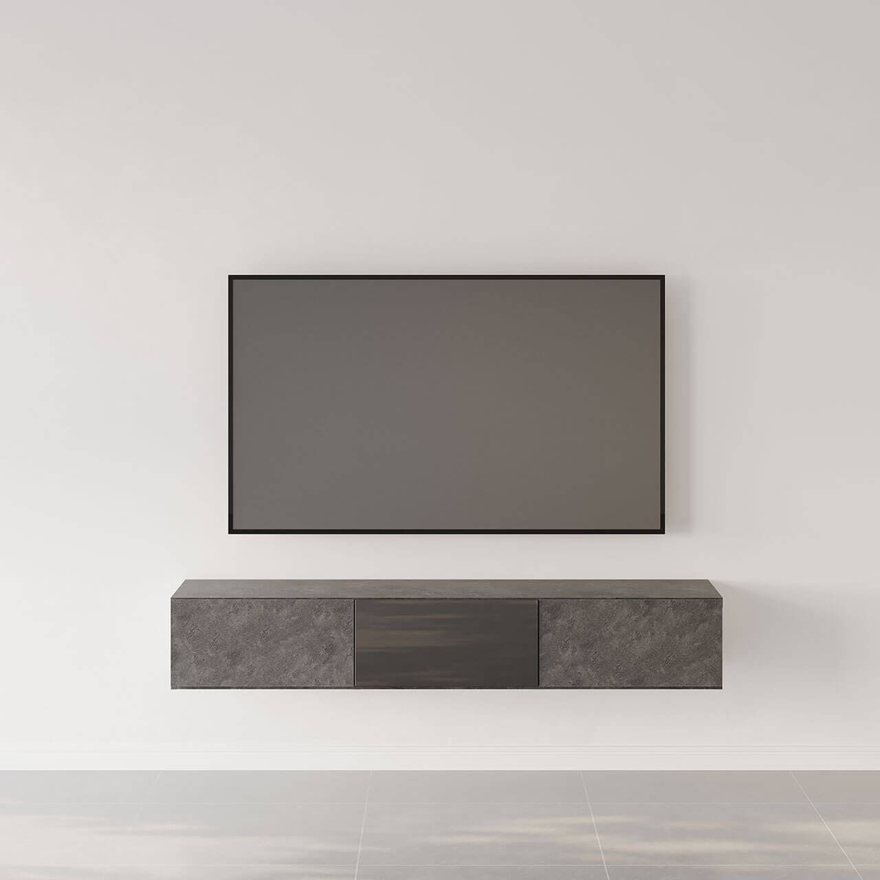 フロートテレビボード 幅220cm 奥行36cm 閉じたまま リモコンOK 同色