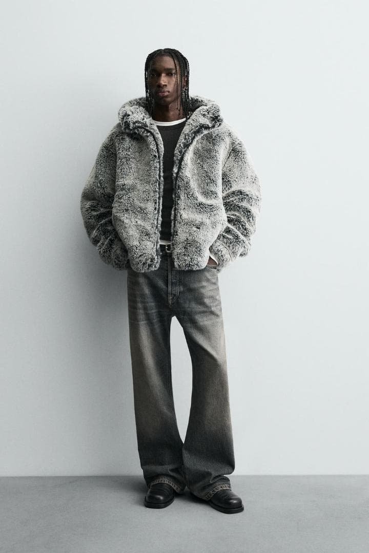 ZARA ザラ フェイクファー フード付きジャケット M