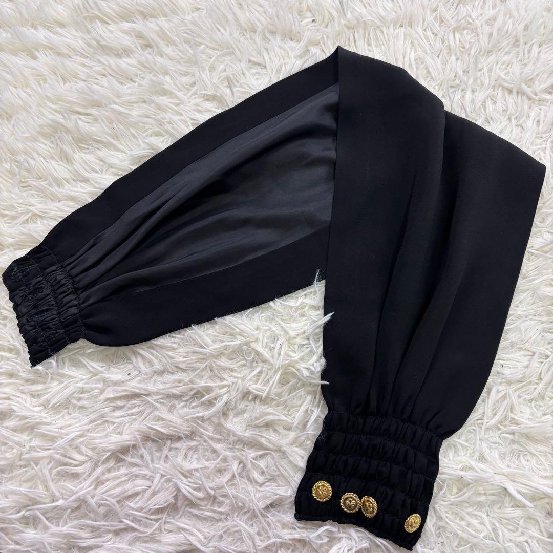 CHANEL シャネル スカート ブラック 42 金ボタン シルク混 ベルト