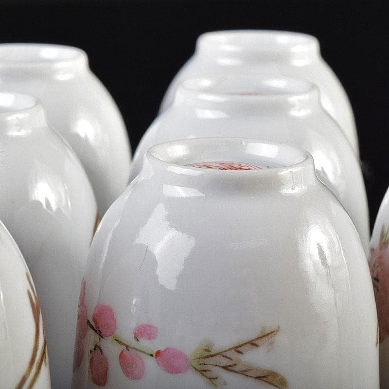 中国 乾隆年製款 薄胎 粉彩 鳥桜文 煎茶碗 八客 V R7584 - メルカリ